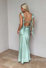Jinea Satin Frill Maxi Dress