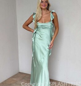 Jinea Satin Frill Maxi Dress
