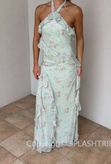 Cece Floral Halter Cascading Maxi Dress