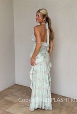 Cece Floral Halter Cascading Maxi Dress