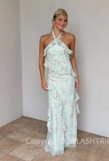 Cece Floral Halter Cascading Maxi Dress