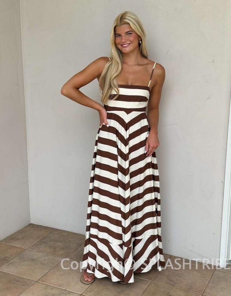Audrey Cami Strap Striped Maxi Dress