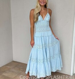 Floral Embossed Lace Solid Midi Dress