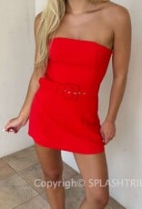 Ava Strapless Belted Skort Mini Dress