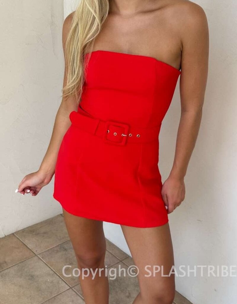 Ava Strapless Belted Skort Mini Dress