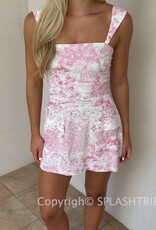 Toile Double Pocket Square Neck Mini Dress