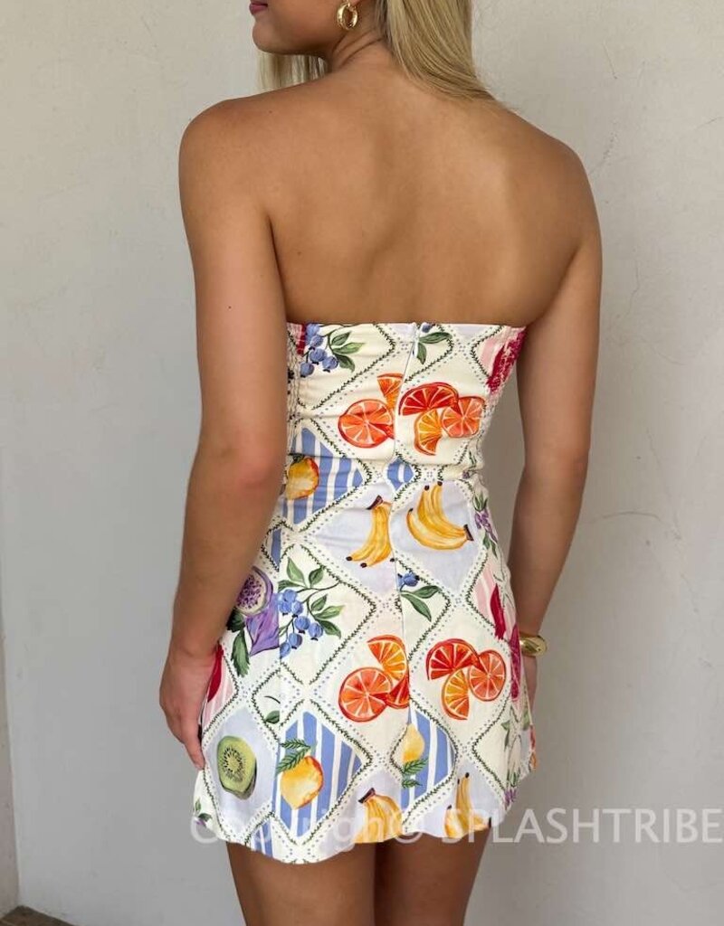 Fruit Set Strapless Mini Dress