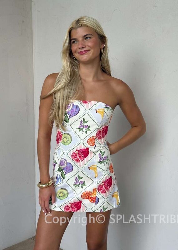 Fruit Set Strapless Mini Dress