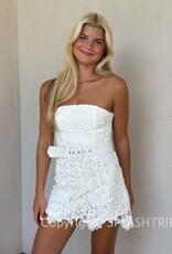 Ava Lace Strapless Belted Skort Mini Dress