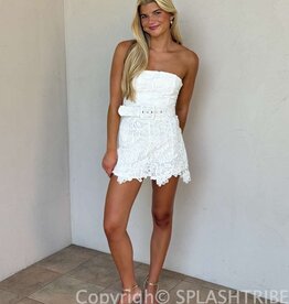 Ava Lace Strapless Belted Skort Mini Dress