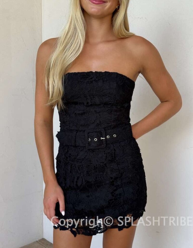 Ava Lace Strapless Belted Skort Mini Dress