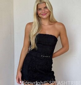 Ava Lace Strapless Belted Skort Mini Dress