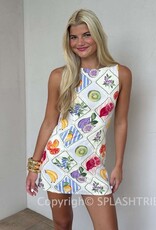 Fruit Set Fitted Sleeveless Shift Mini Dress