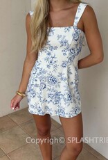 Blue Lipstick Floral Wide Strap Mini Dress