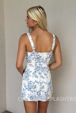 Blue Lipstick Floral Tailored Side Pocket Mini Dress