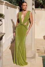 Aralia Plunge Cowl Back Maxi Dress