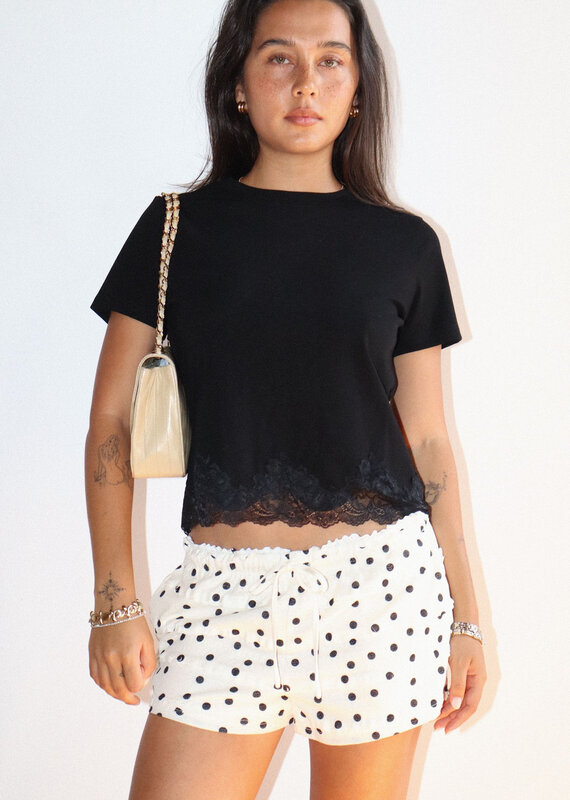 Lace Trim Short Sleeve Tee