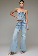 Low Rise Double Button Waistband Flare Jeans