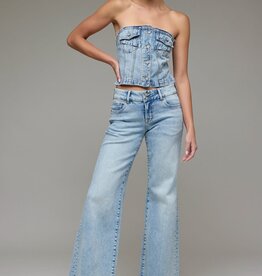 Low Rise Double Button Waistband Flare Jeans