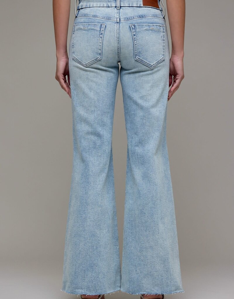 Low Rise Double Button Waistband Flare Jeans