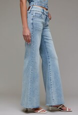 Low Rise Double Button Waistband Flare Jeans