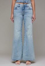 Low Rise Double Button Waistband Flare Jeans
