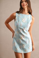 Anna Sleeveless Floral Jacquard Mini Dress