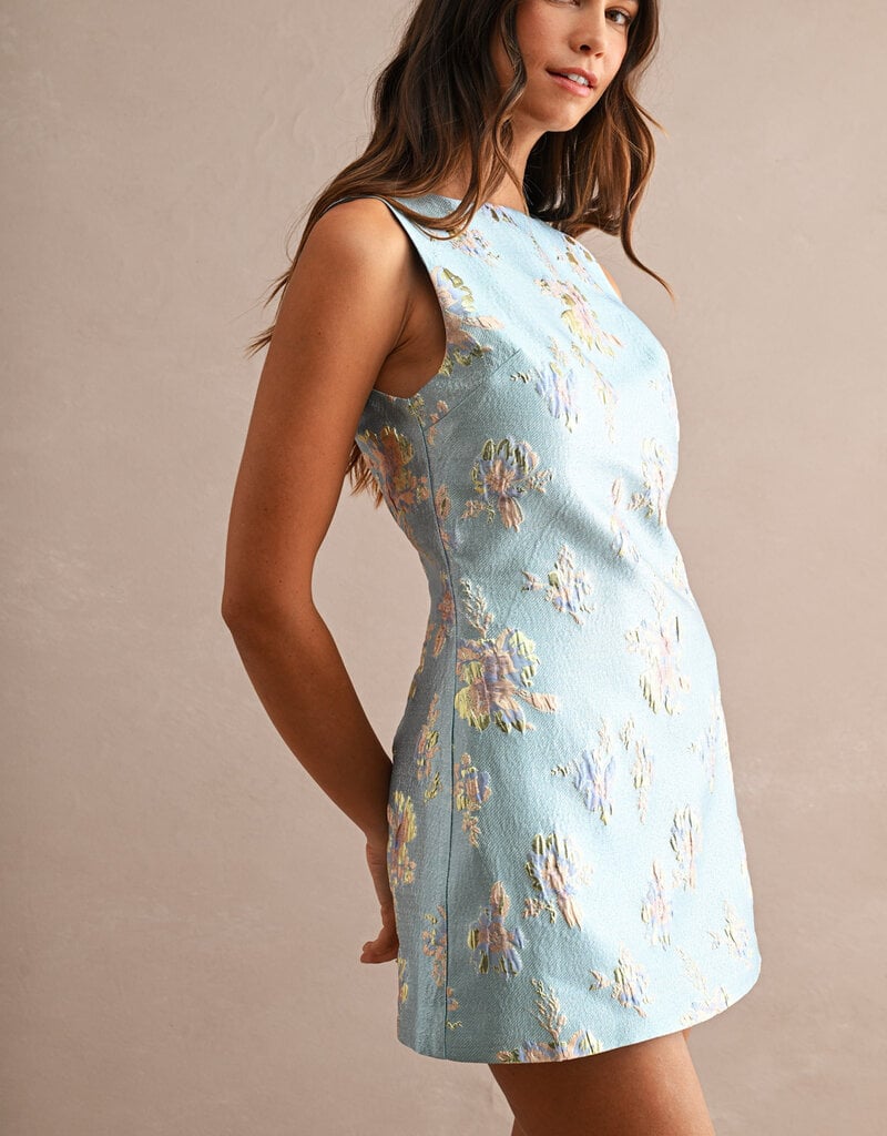 Anna Sleeveless Floral Jacquard Mini Dress