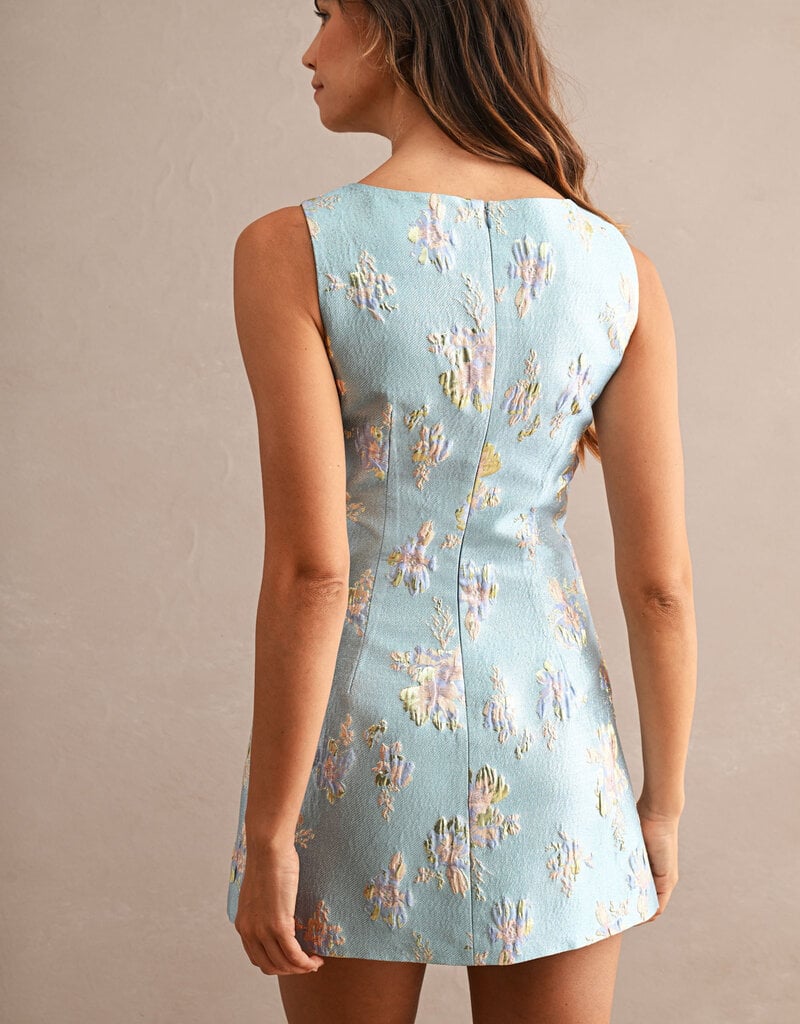 Anna Sleeveless Floral Jacquard Mini Dress