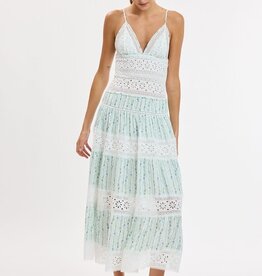 Floral Embossed Lace Floral Midi Dress