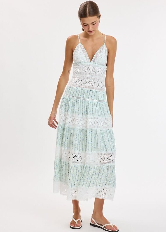 Floral Embossed Lace Floral Midi Dress