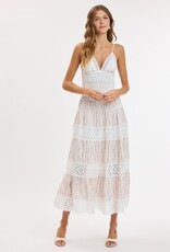Floral Embossed Lace Floral Midi Dress