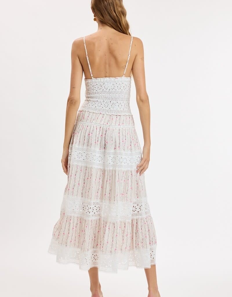 Floral Embossed Lace Floral Midi Dress