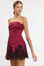 Blair Satin Strapless Lace Trim Mini Dress