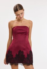 Blair Satin Strapless Lace Trim Mini Dress