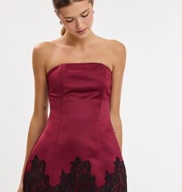Blair Satin Strapless Lace Trim Mini Dress