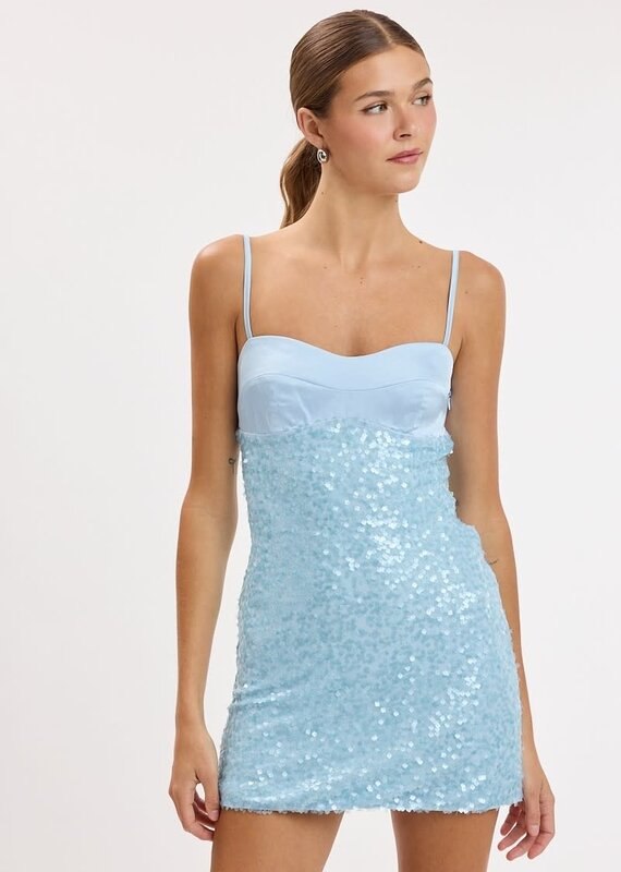Everly Satin Bust Tiny Sequin Mini Dress