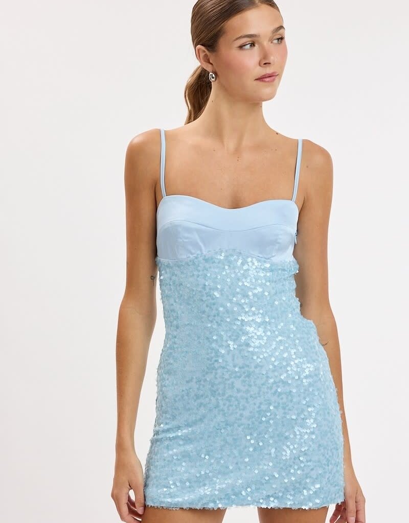 Everly Satin Bust Tiny Sequin Mini Dress