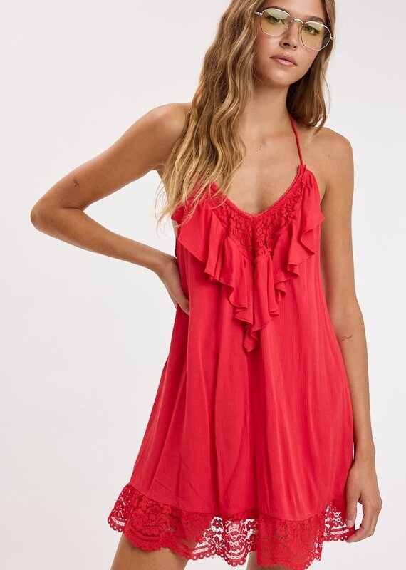 Sydney Lace Trim Tie Back Swing Mini Dress
