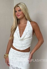 Keira Floral Jacquard Cowl Neck Halter Top