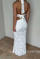 Keira Floral Jacquard Cowl Neck Halter Top
