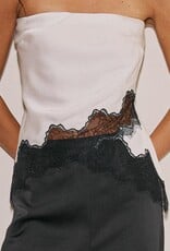 Kenzie Satin Strapless Lace Trim Top