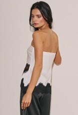 Kenzie Satin Strapless Lace Trim Top