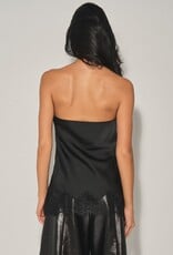 Kenzie Satin Strapless Lace Trim Top