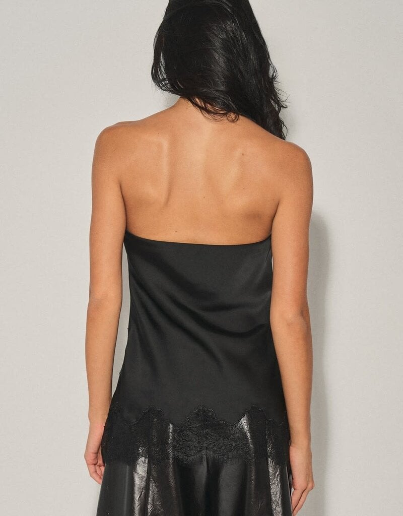 Kenzie Satin Strapless Lace Trim Top