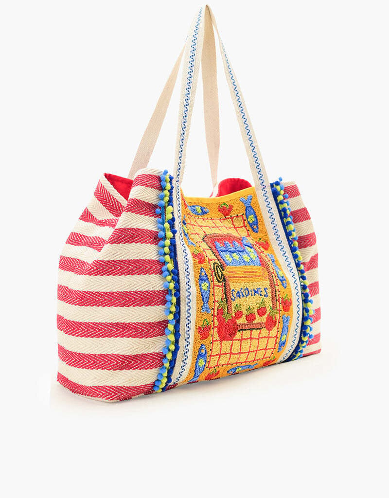 Deep Sea Sardine Beaded Coastal Tote