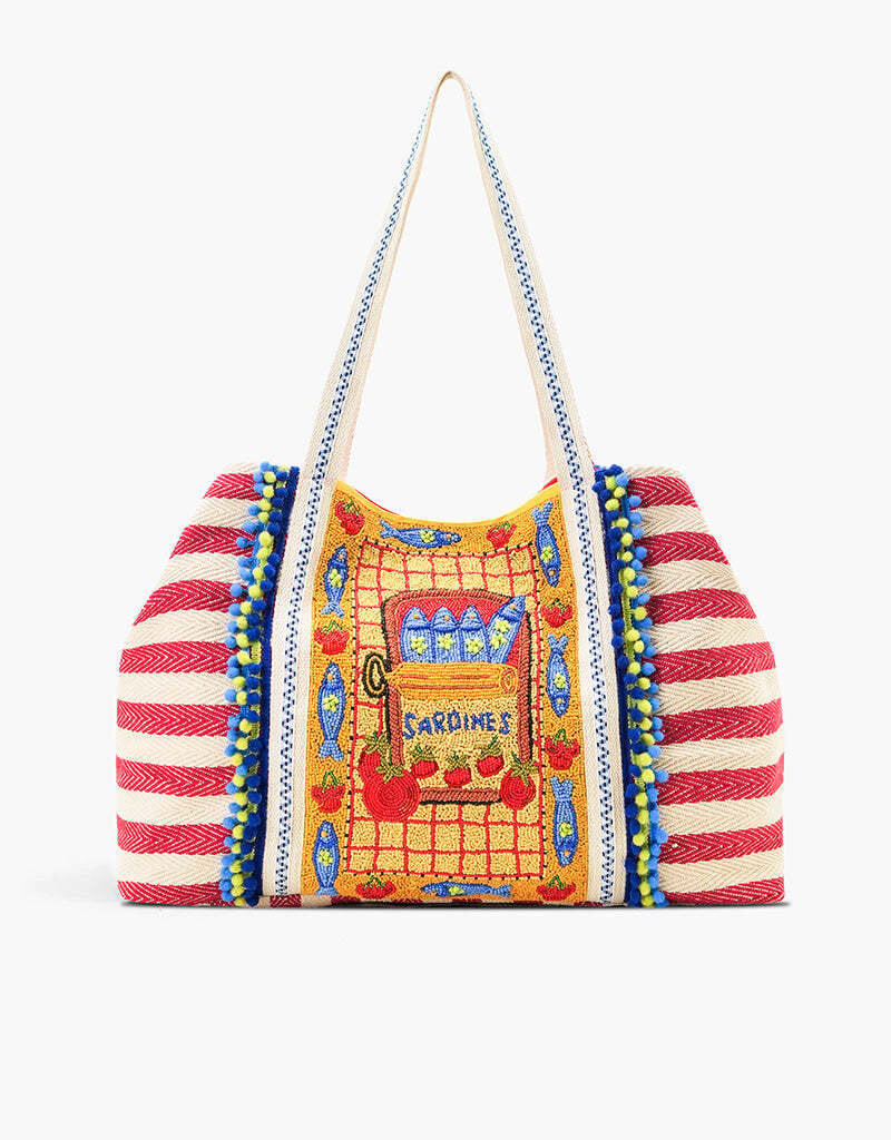 Deep Sea Sardine Beaded Coastal Tote