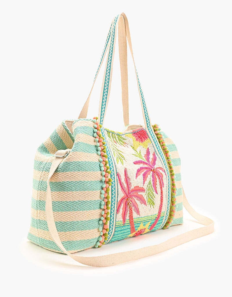 Palms Away Embellished Tote