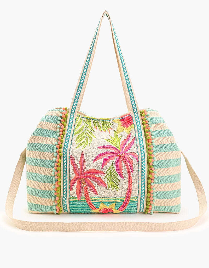 Palms Away Embellished Tote