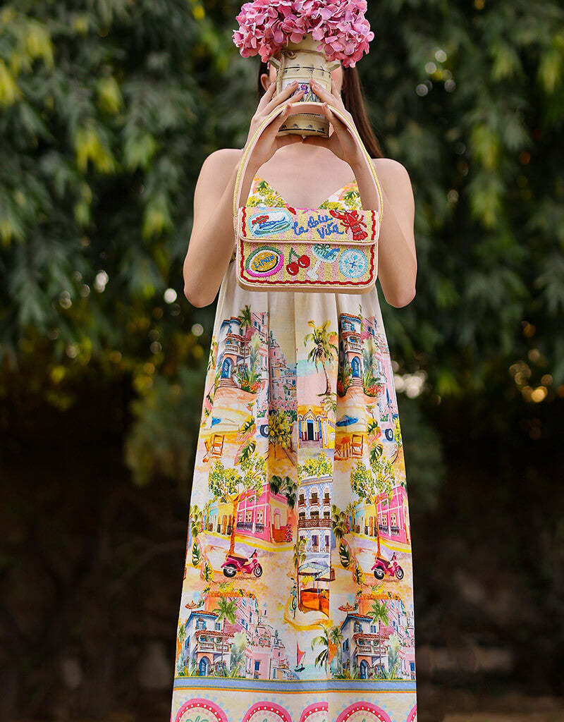 Riviera Chic "La Dolce Vita" Beaded Shoulder Bag